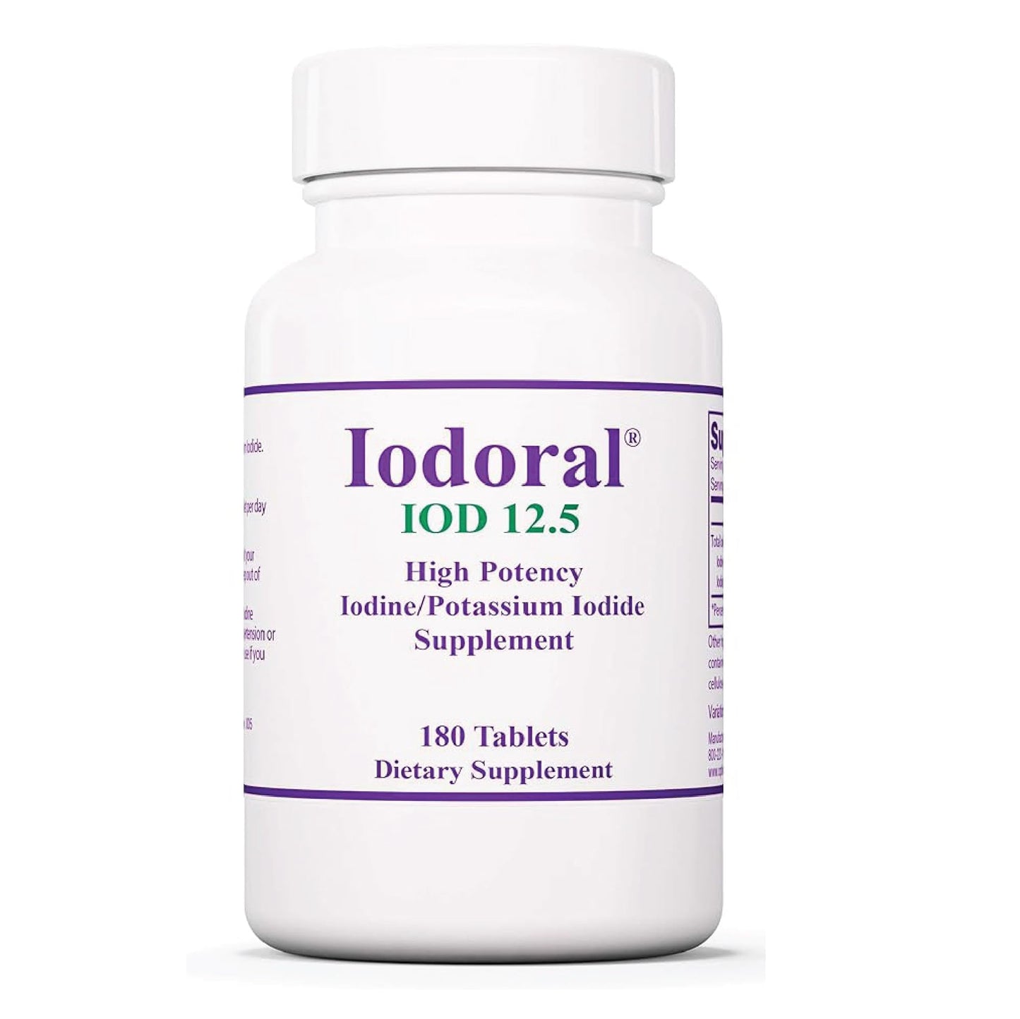 Optimox Iodoral 12.5 mg Supplement - Iodine Supplement, Thyroid Support for Women and Men, Lugol Solution Pills, Potassium Iodide Tablets, Daily Mineral Complex - 180 Count