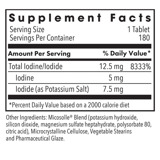 Optimox Iodoral 12.5 mg Supplement - Iodine Supplement, Thyroid Support for Women and Men, Lugol Solution Pills, Potassium Iodide Tablets, Daily Mineral Complex - 180 Count