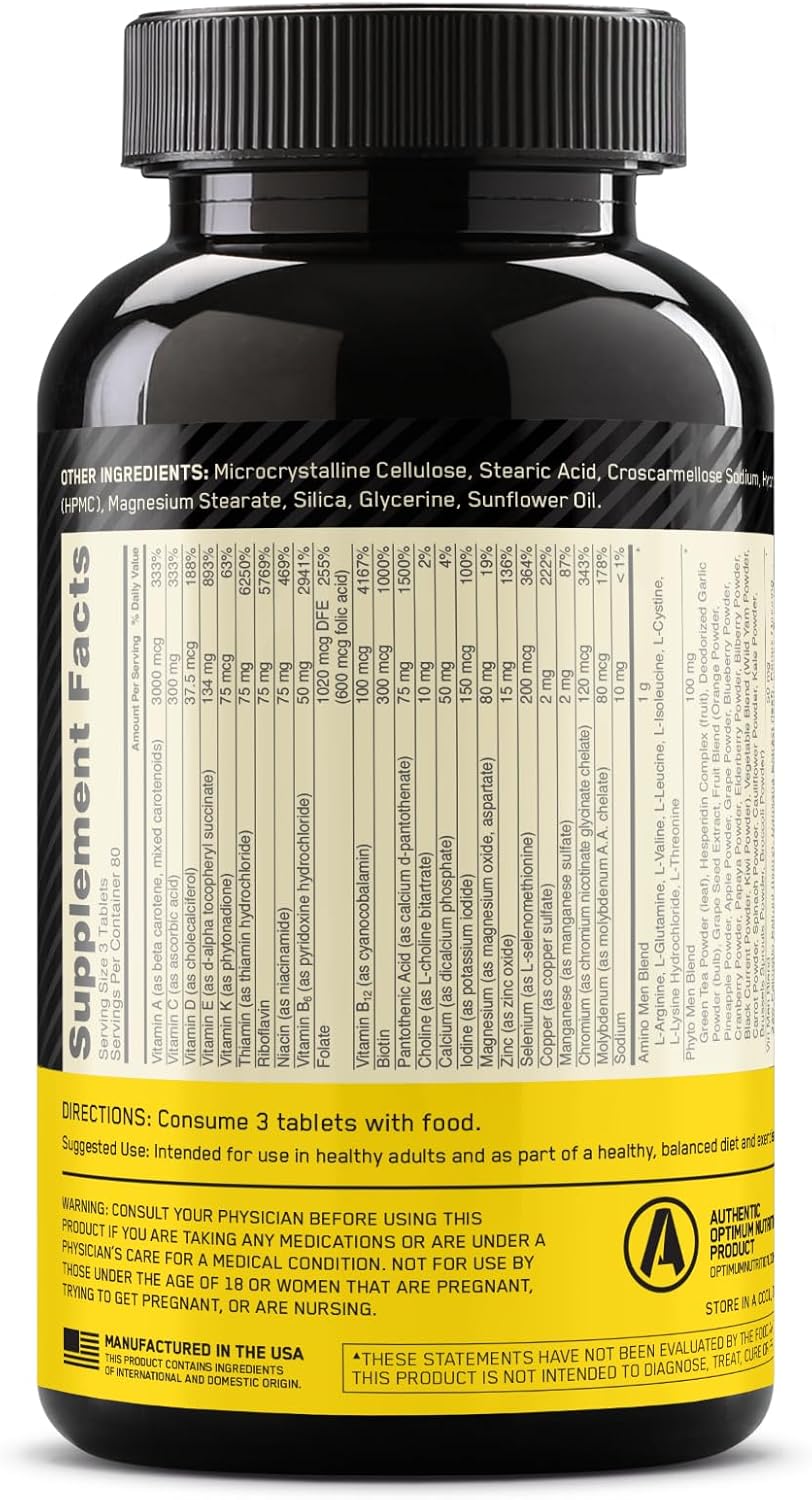 Optimum Nutrition Opti-Men Multivitamin – 240 Tablets, Daily Nutritional Support for Active Men (New)