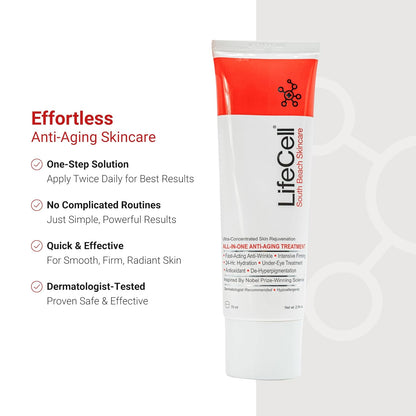 LifeCell Anti-Aging Cream – Retinol, Vitamin C & Hyaluronic Acid for Wrinkles, Fine Lines & Dark Circles (2.54oz)