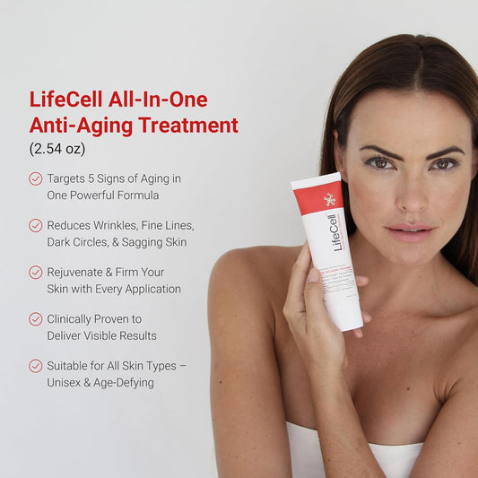 LifeCell Anti-Aging Cream – Retinol, Vitamin C & Hyaluronic Acid for Wrinkles, Fine Lines & Dark Circles (2.54oz)