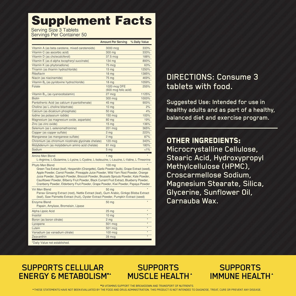 Optimum Nutrition Opti-Men Multivitamin – 240 Tablets, Daily Nutritional Support for Active Men (New)