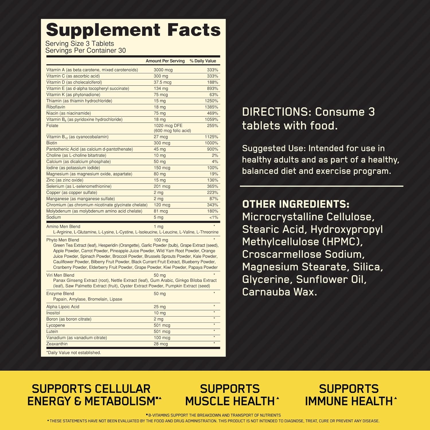 Optimum Nutrition Opti-Men Multivitamin – 240 Tablets, Daily Nutritional Support for Active Men (New)