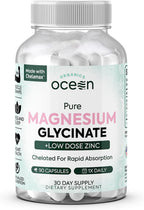 Pure Magnesium Glycinate with Zinc - Maximum Strength Chelated Magnesium Supplement for Women and Men