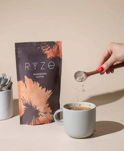 RYZE Mushroom Coffee USDA Organic with 6 Adaptogenic Mushrooms and MCT Oil, USA Grown Instant Coffee for Better Energy, Focus, Digestion, Immunity with Lions Mane & Turkey Tail, 30 servings