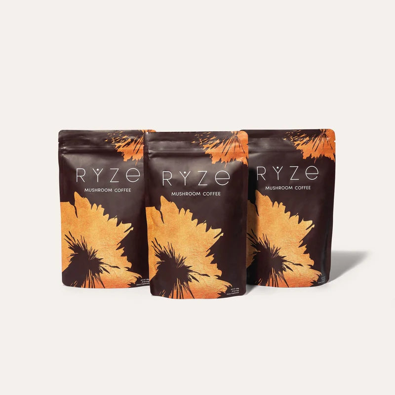 RYZE Mushroom Coffee USDA Organic with 6 Adaptogenic Mushrooms and MCT Oil, USA Grown Instant Coffee for Better Energy, Focus, Digestion, Immunity with Lions Mane & Turkey Tail, 30 servings