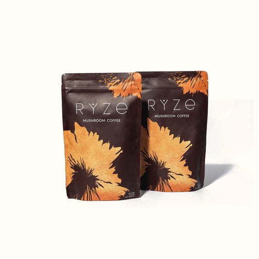 RYZE Mushroom Coffee USDA Organic with 6 Adaptogenic Mushrooms and MCT Oil, USA Grown Instant Coffee for Better Energy, Focus, Digestion, Immunity with Lions Mane & Turkey Tail, 30 servings